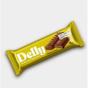 Delly Çikolata Kaplı Bademli - Muzlu Bar 35g