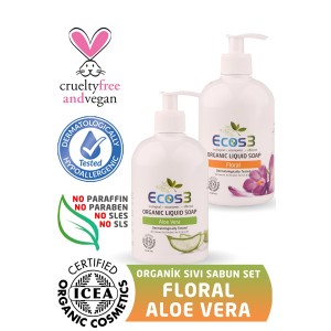 Organik Sıvı Sabun Aloevera - Floral 500 ml  2 Adet