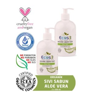 Organik Sıvı Sabun Aloevera 2 adet 500 ml 